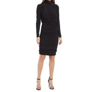 Eliza J Ruched Long Sleeve Stretch Jersey Dress In Black Size 2 New With Tags